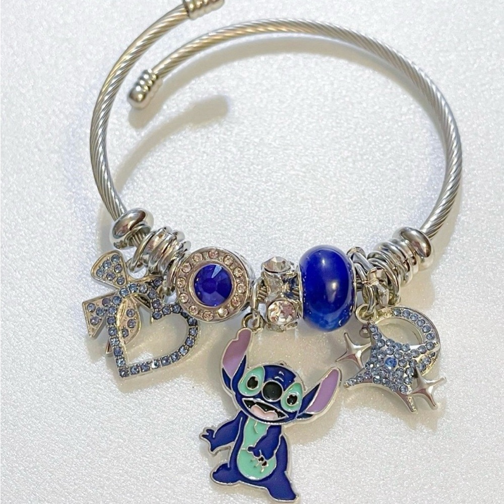 Stitch Rhinestone Silver Charm Bracelet